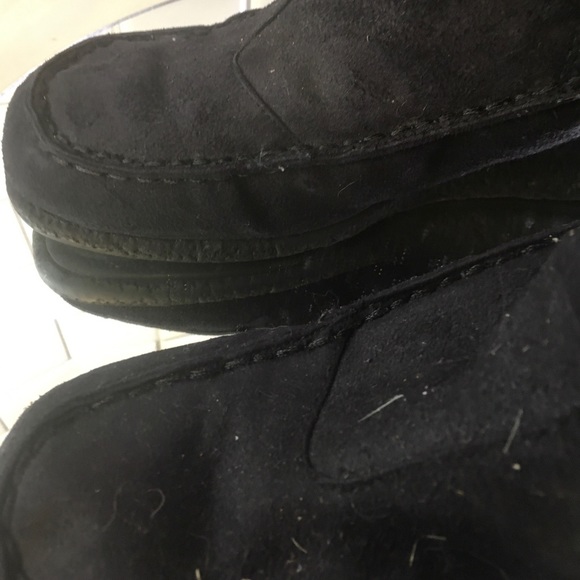 SO So Real Black Leather Fur Lined Lace Up Wedge Boots Womens 8.5 - Picture 7 of 10